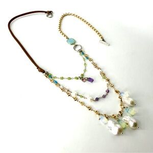 Multi Colored Sundance Inspired Necklace, Mixed Gemstone Necklace